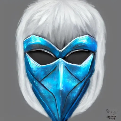 Prompt: snow bandit from ‘ icewind dale ’ with a bright blue gem mask, ‘ icewind dale 2 ’ profile portrait by ‘ justin sweet ’, falling snow, soft focus, illustration, oil paint, artstation