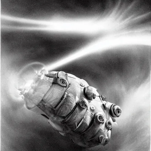 Image similar to a tardigrade accelerating to the speed of light. cosmic.. body horror. by gerald grom and ansel adams.