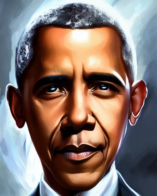 Image similar to portrait of holy mythical god barack obama, fantasy, intricate, elegant, highly detailed, digital painting, artstation, concept art, smooth, sharp focus, illustration, by artgerm and greg rutkowski