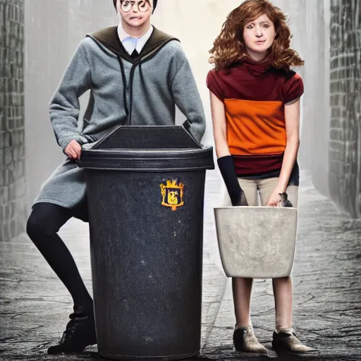 Image similar to a picture of harry potter and a trash can, are making babies in 2 0 5 4,