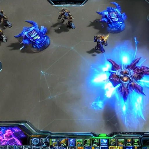 Image similar to a screenshot from a professional starcraft 2 match