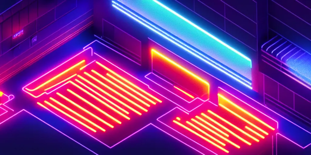 Prompt: isometric room of Manila philippines, neon lights, blade runner color palette, rendered in octane render by Yasunari Ikenaga, Yamato, Macross