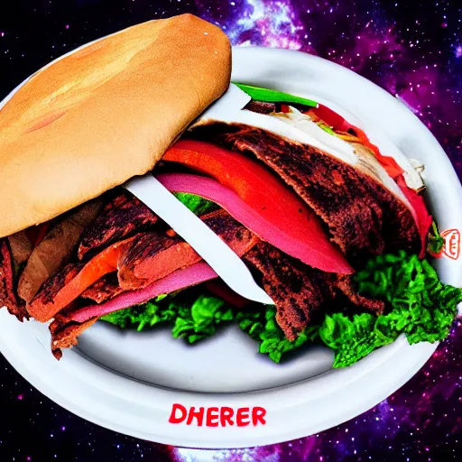 Prompt: Döner kebab in space