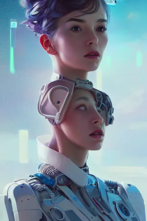 Prompt: portrait futuristic Airforce Girl, looking at the camera, in future airport rooftop , sci-fi, fantasy, intricate, very very beautiful, elegant, human anatomy, neon light, highly detailed, digital painting, artstation, concept art, smooth, sharp focus, illustration, art by tian zi and WLOP and alphonse mucha