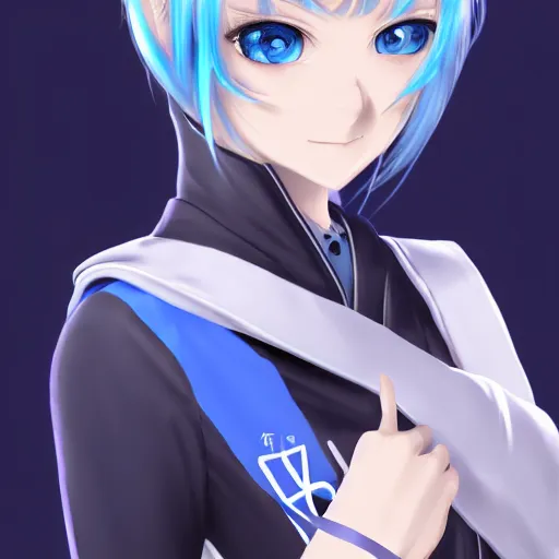 Prompt: high school girl split dimensions, azure blue eyes, silver hair, full body!!! digital anime art, made by xiaoguaishou, trending on artstation