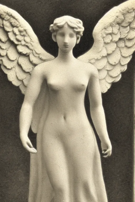 Prompt: old realistic photo of an angel, photograph, early 1 9 0 0's, black and whitehighly detailed, matte, sharp focus, smooth, sharp focus, illustration