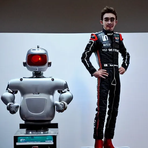 Image similar to f 1 driver charles leclerc, on display, posing like a statue, showing off his muscles, humanoid robot, who is a male android, shiny skin, made of ice, frozen ice statue, by the pool, a realistic detailed photo of a guy who is an attractive humanoid who is half robot and half humanoid, blank stare