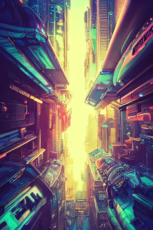 Prompt: astronaut cyberpunk surreal upside down city neon lights by moebius, trending on artstation, Ultra detailed, hyper realistic 4k
