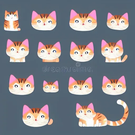 Cartoon Illustration of funny Cats ot Kittens Heads Collection Set