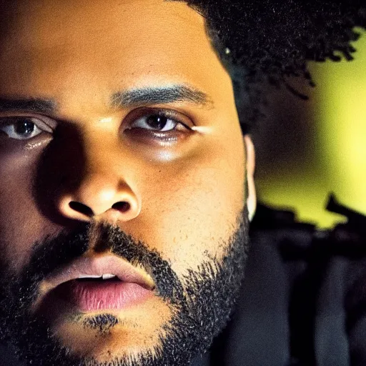 Prompt: the weeknd leading an army, apocalypse now, associated press