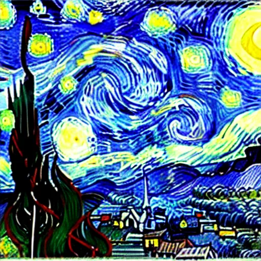 Image similar to Starry starry night, Vincent van Gogh