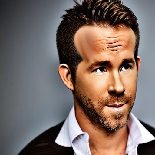 Image similar to studio photo of ryan reynolds, professional photo, close up, studio lighting, high quality