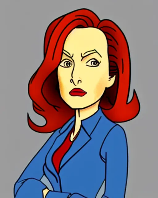 Image similar to an animation cel of dana scully, in the style of g. i. joe ( 1 9 8 3 )