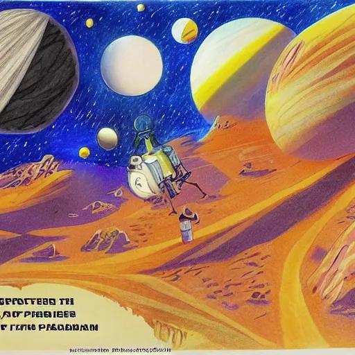 Prompt: The Mystery of the Third Planet animation film traditional drawn animation by Natalya Orlova Goreva Roman Kachanov