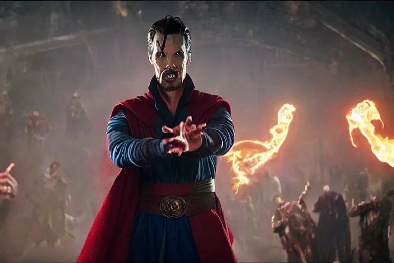 Prompt: film still of zombie zombie zombie doctor strange as a zombie in new avengers movie, 4k