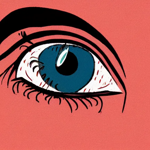 Prompt: illustration of a girls eyes with tears in them