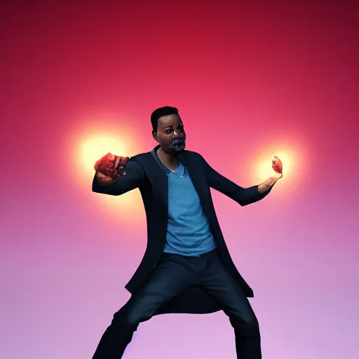 Image similar to chris rock slapping will smith, shadow harsh lights, dramatic scene, hyper detailed, digital art, trending in artstation, cinematic lighting, studio quality, smooth render, unreal engine 5 rendered, octane rendered