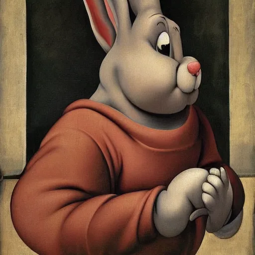 Image similar to obese bugs bunny painting, painted by michelangelo, renaissance painting, beautiful