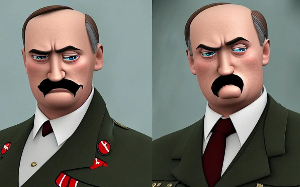 Image similar to alexander lukashenko as hitler realistic faces shot from movie pixar