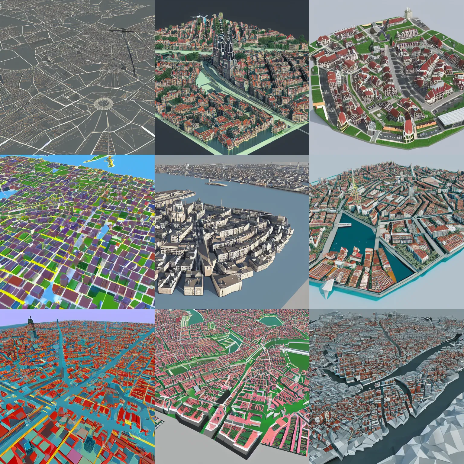 Prompt: a low poly 3 d model of amsterdam