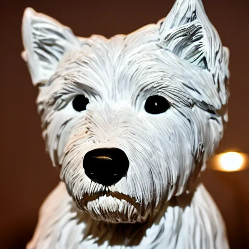 Image similar to photography of a sculpture of a westie by Carlo Sequin