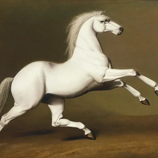 Prompt: a galloping horse with four legs, by george stubbs