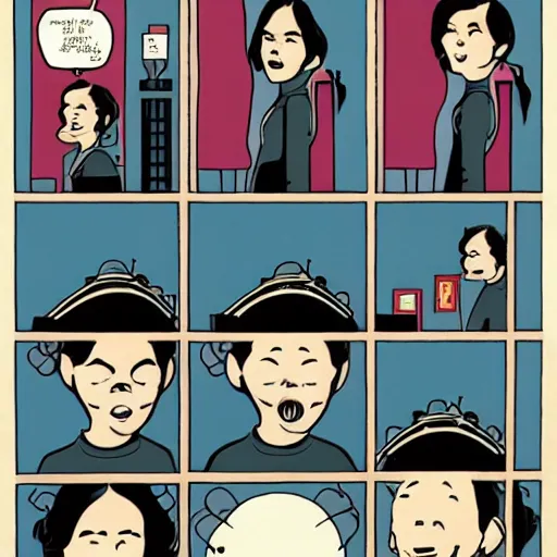 Prompt: Bjork in Jimmy Corrigan by Chris Ware