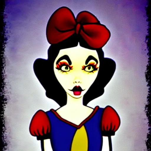 Image similar to snow white in the style of tim burton