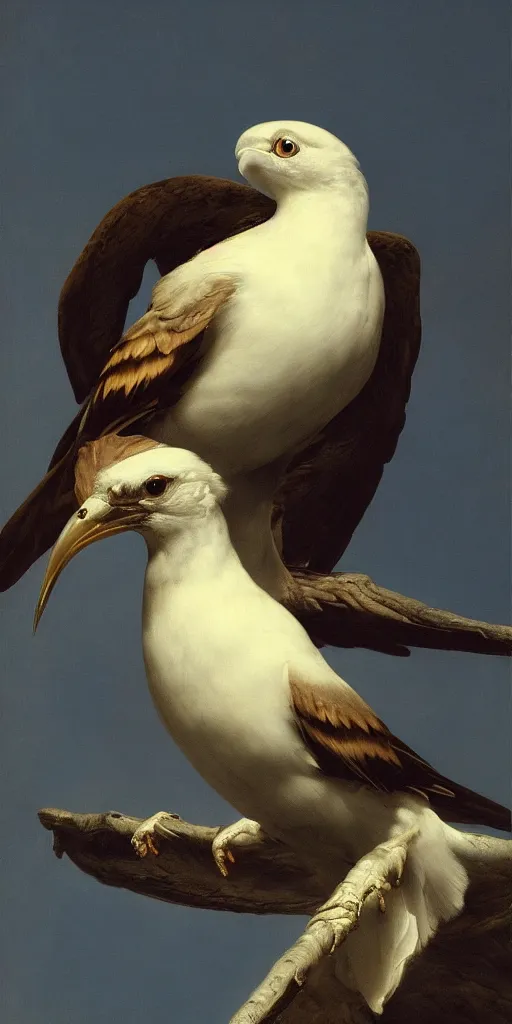 Image similar to highly detailed beautiful photography of birds, sharp focus, dramatic, dynamic, lighting, elegant, blue background, harmony, beauty, masterpiece, by roberto ferri, by durero