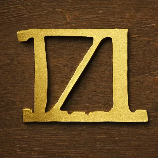Prompt: letter h made with gold foil