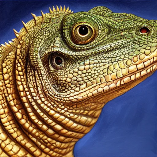 Prompt: portrait of jesus as a reptilian lizard, intricate, elegant, highly detailed, centered, grungy, digital painting, artstation, concept art, smooth, sharp focus, boris vallejo