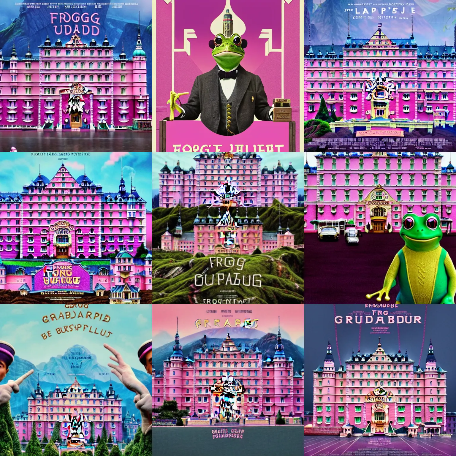 Prompt: frog, grand budapest hotel