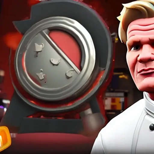 Image similar to gordon ramsay as fortnite character, gameplay screenshot