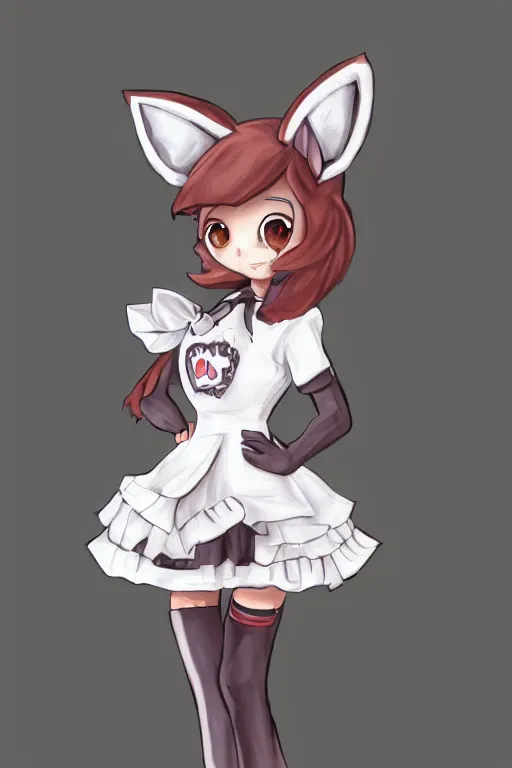 Image similar to a fox fursona wearing a maid outfit, highly detailed, digital art, trending on artstation, furry art