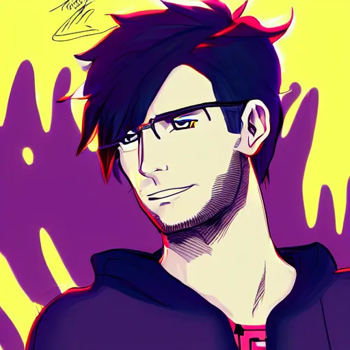 Image similar to adam levine as an anime protagonist, studio trigger, digital art, deviantart