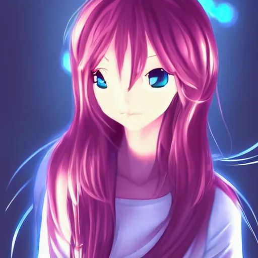 Prompt: anime style digital character portrait instagirl with beautiful lighting