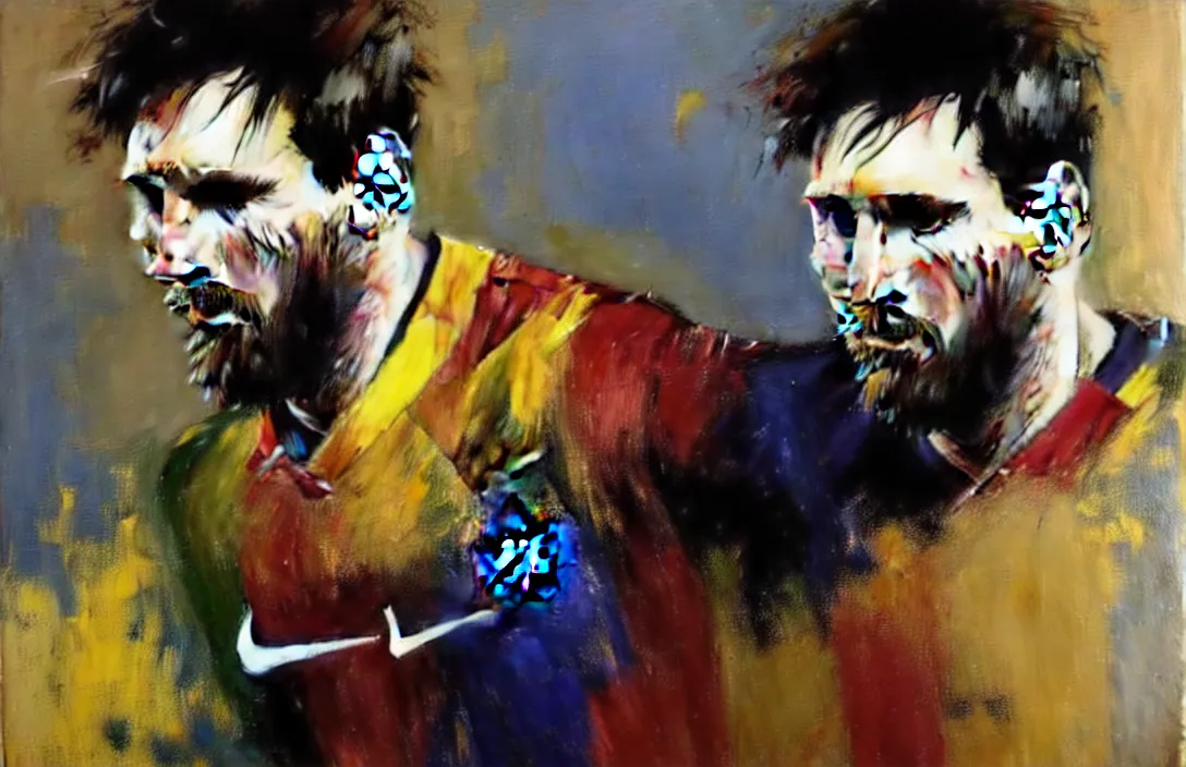 Image similar to portrait of lionel messi!!!!!!!!!!!!!!!!!!!!!!!!!!!, detailed face, detailed painting, epic lighting, by ilya repin, phil hale and kent williams