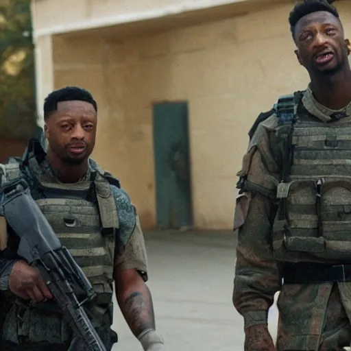 Image similar to film still with 2 1 savage from the hurt locker