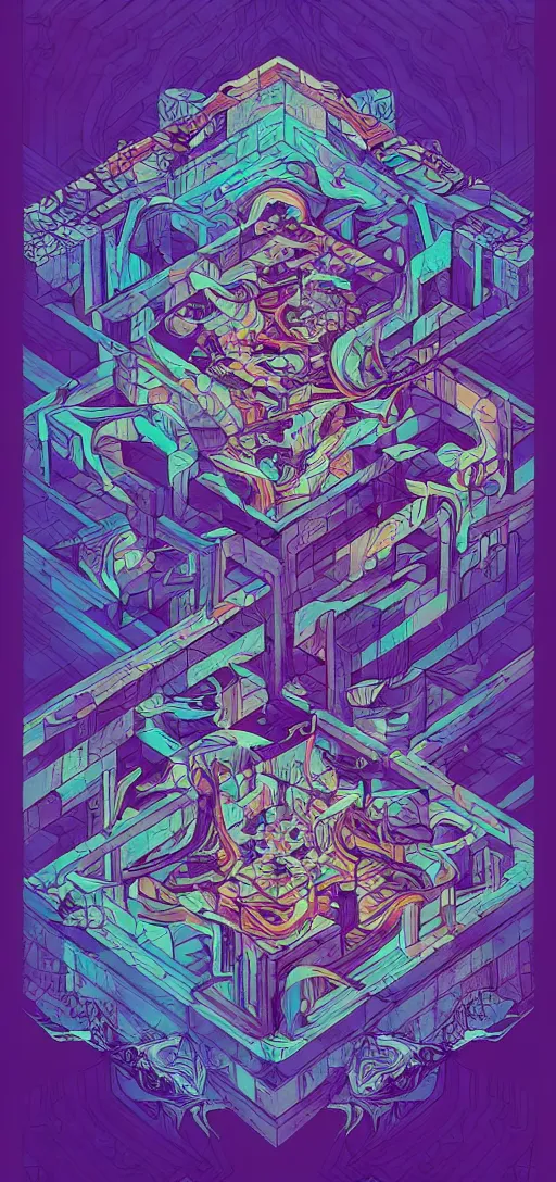 Image similar to arcane twisted turn of fate abstraction, centered award winning ink pen illustration, isometric abstract illustration by dan mumford, edited by craola, technical drawing by beeple and tooth wu, tiny details by artgerm and watercolor girl, symmetrically isometrically centered