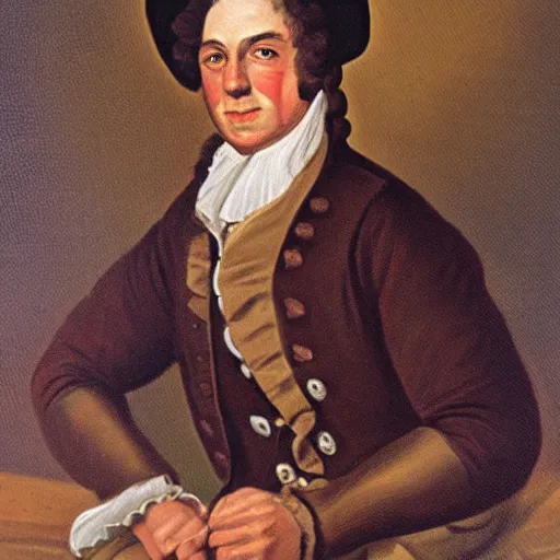 Prompt: portrait of 18th century Yankees, New England painting style