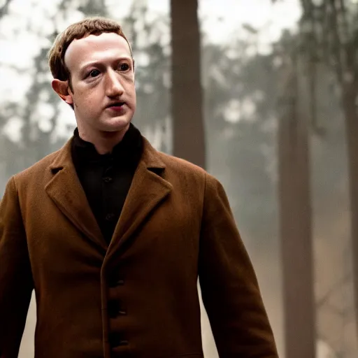 Image similar to Mark Zuckerberg as Calvin Candie in Django Unchained, film grain, EOS-1D, f/1.4, ISO 200, 1/160s, 8K, RAW, symmetrical balance, in-frame, Dolby Vision