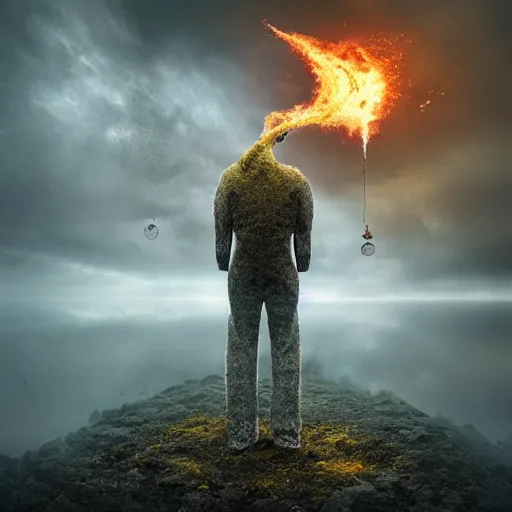 Image similar to Editorial Masterpiece extremely realistic Arcane elemental High Orders Nephilim Virtues figure infused with coalesced crystalline Magical fire by Erik Johansson, perfect light