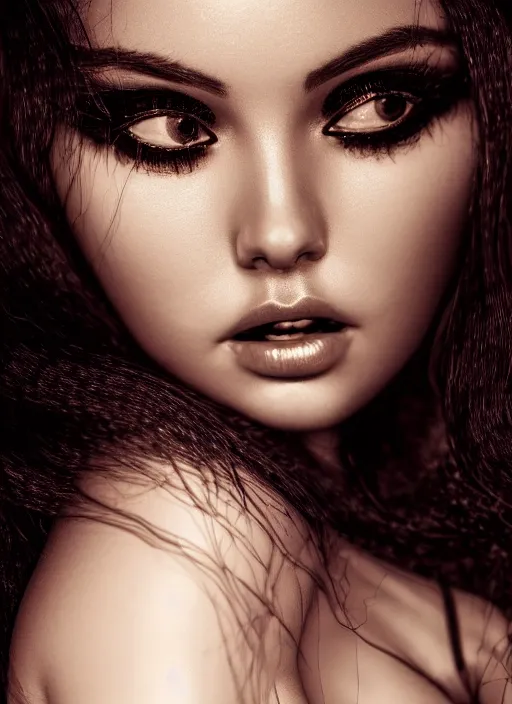 Image similar to photo of a gorgeous sultry young woman in the style of David Bailey , realistic, sharp focus, 8k high definition, 35mm film photography, photo realistic, insanely detailed, intricate, elegant, background art by David kostic and stanley lau and artgerm