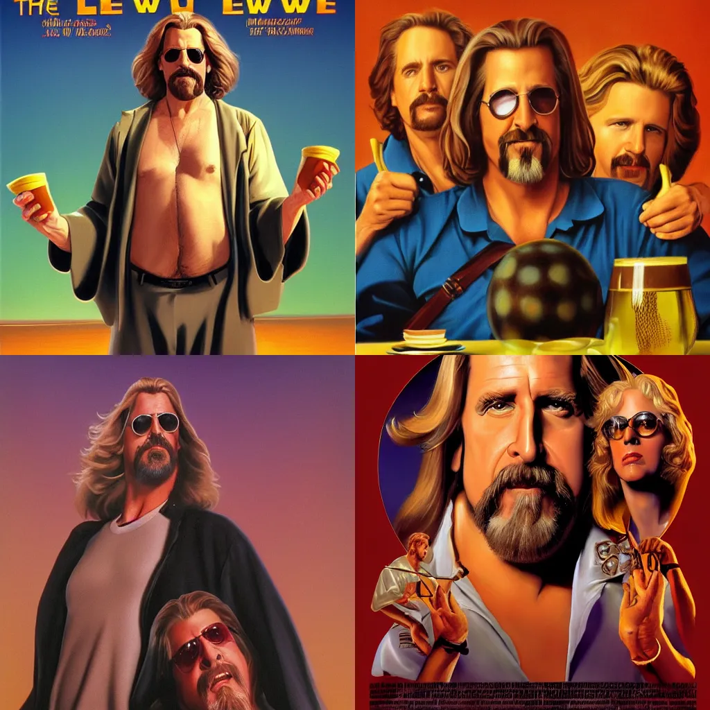 Prompt: the big lebowski movie poster painted by boris vallejo trending on artstation 4K