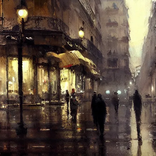 Image similar to paris streetscape, by jeremy mann.