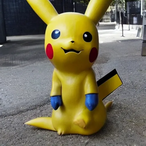 Image similar to Pikachu Sculpture made out of metal