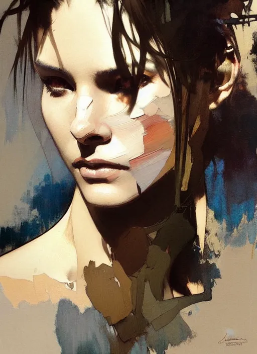 Image similar to beautiful neutral earth toned palette knife painting artwork by yoji shinkawa jeremy mann, full character portrait 💃🤸♀, charlie bowater and magali villeneuve and alphonse mucha, gaston bussiere, craig mullins, j. c. leyendecker, by artgerm