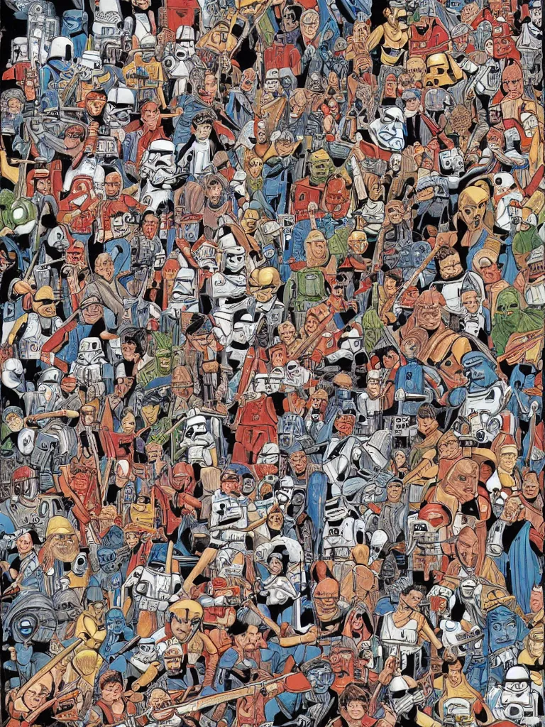 Prompt: Where's Waldo original page of Star Wars by Martin Handford