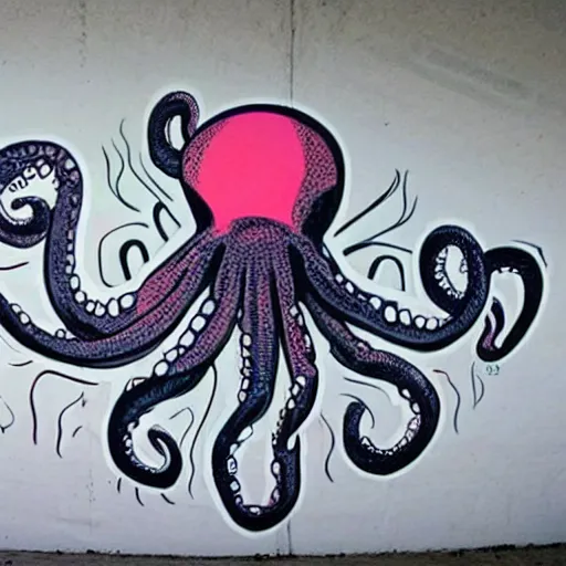 Prompt: alien looking octopus, graffiti style