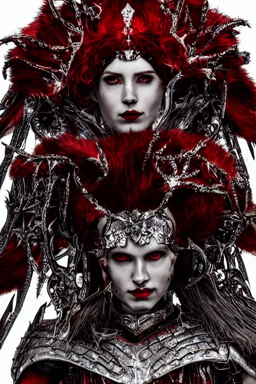 Image similar to the blood crown queen wear the scarlet armor, cinematic lighting, various refining methods, micro macro autofocus, ultra definition, award winning photo